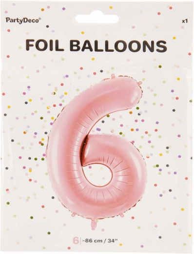 Folijski balon broj 6, ružičasti, 86 cm