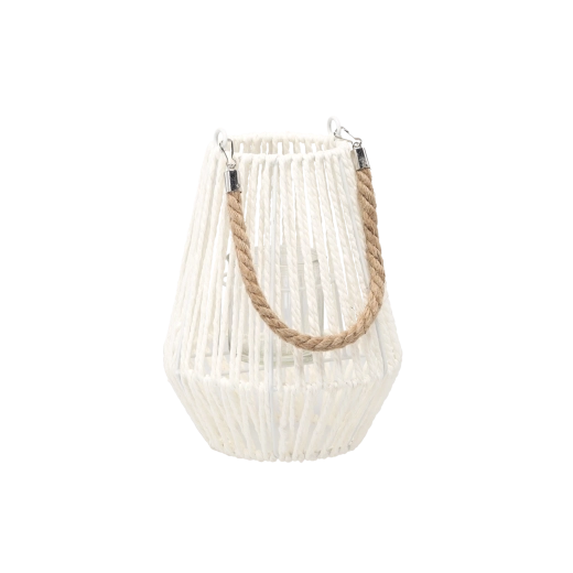 Bijeli lampion sa staklenom uloškom 24 cm