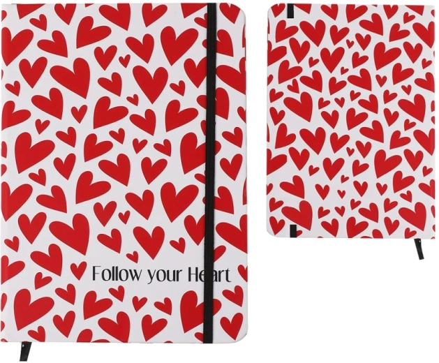 A5 Notebook with Hardcover and Hearts