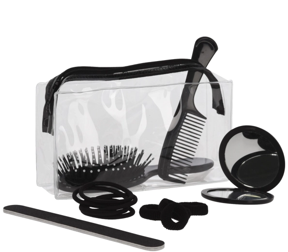 Kozmetička torbica s priborom, ružičasta, set od 15 dijelova