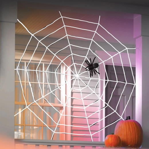 Halloween Spider Web with Spider, White, 130 × 130 cm