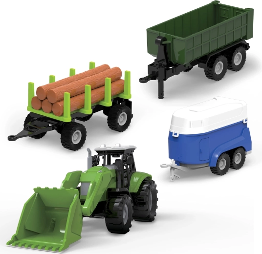 FARM SERVICE set traktor s utovarivačem, kiperima i prikolicom sa svjetlima i zvukovima