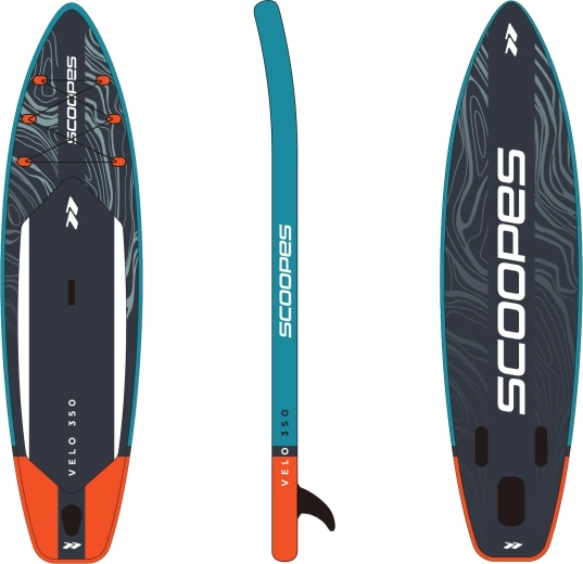 Nafukivajući SUP paddleboard LAGO 350 cm s kompletom dodatne opreme, sivi
