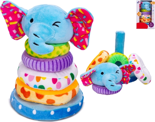 Plišana piramida slon s navlačivim prstenovima 21 cm