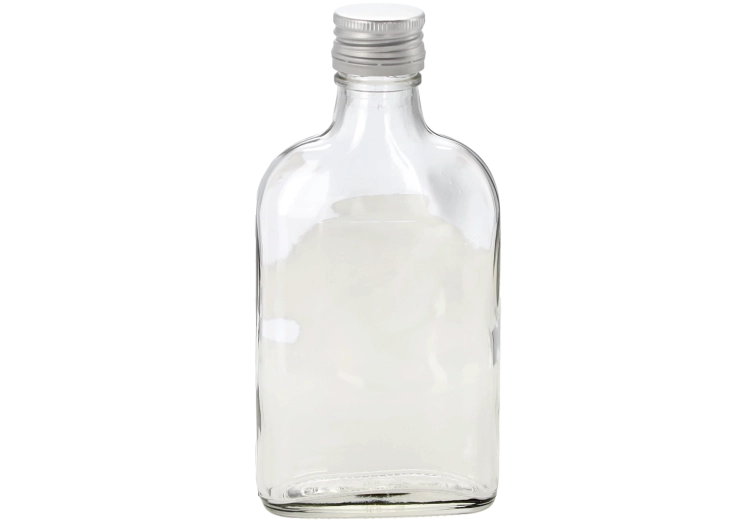 Staklena plosnata boca 200 ml s metalnim navojnim čepom