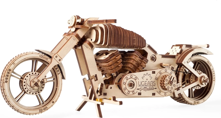 Drvene 3D puzzle motocikl UGEARS – mehanički model bez lijepljenja