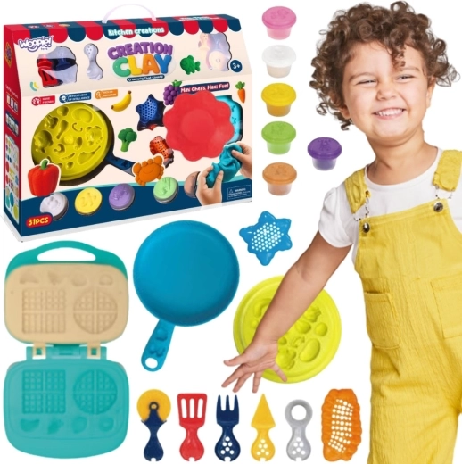 Woopie Creation Clay set plastelina s pekačem za vafle i kuhinjskim dodacima (39 kom)