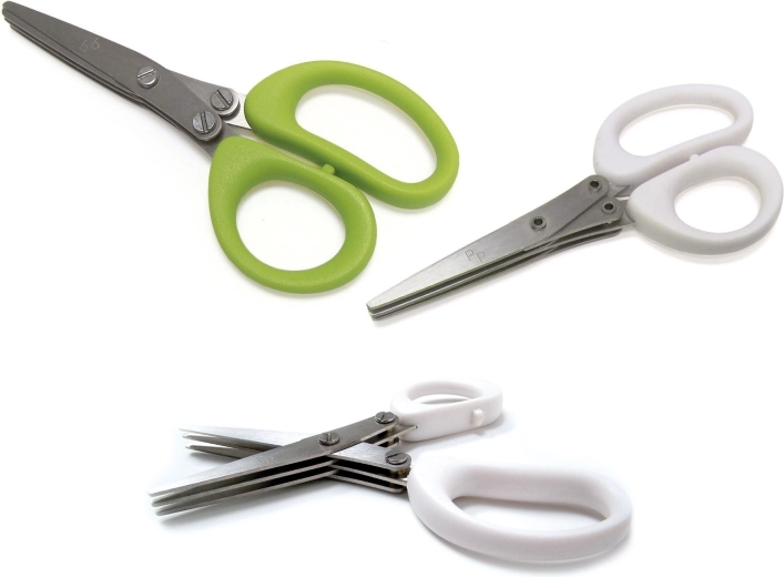 Škare za začinsko bilje s tri oštrice 13 cm – mix bijela/limeta