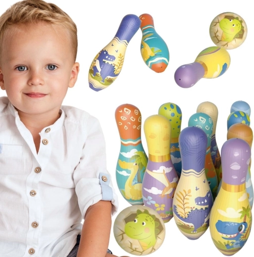 Soft children's dinosaur bowling set Woopie - 12 pcs