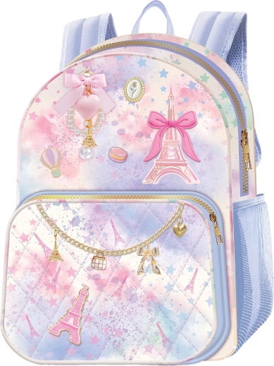 Deluxe kids backpack Paris – watercolor with bow