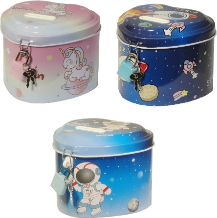 Dječja kasica u obliku srca s svemirskim motivom