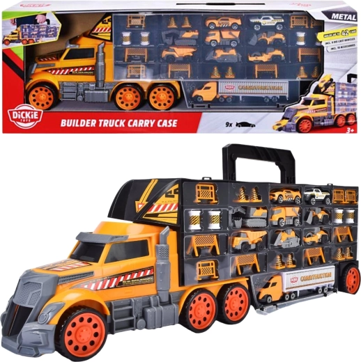 Dickie Toys builder truck carry case – construction truck transporter carry case for toy cars 62 cm