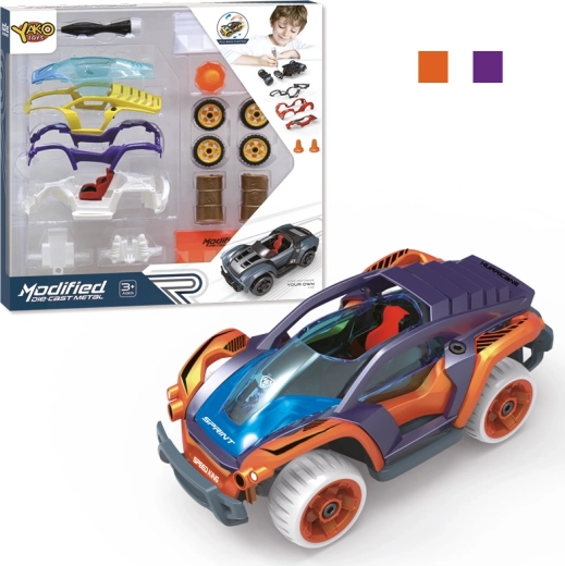 Konstrukcijski set auto 1:32 s pull-back pogonom – ljubičasto, 17 dijelova