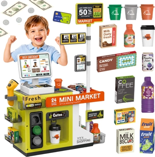 Woopie dječja samoposlužna blagajna mini market s kafićem - 1 komad