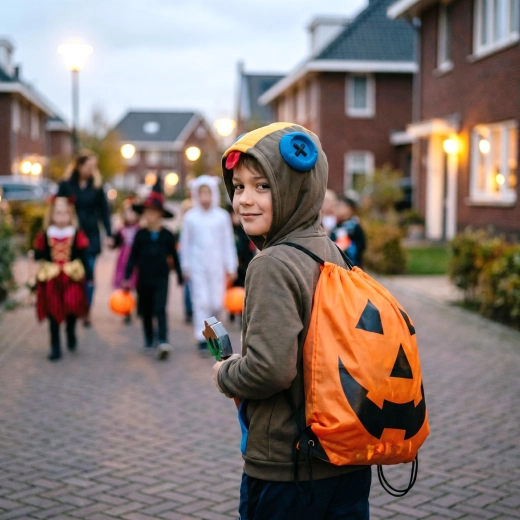 Halloween drawstring backpack with pumpkin motif