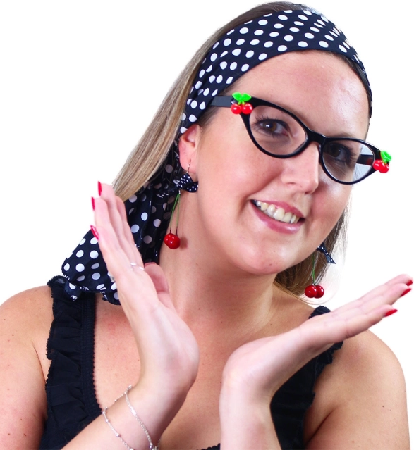 Retro komplet s naočalama s trešnjama i dodacima