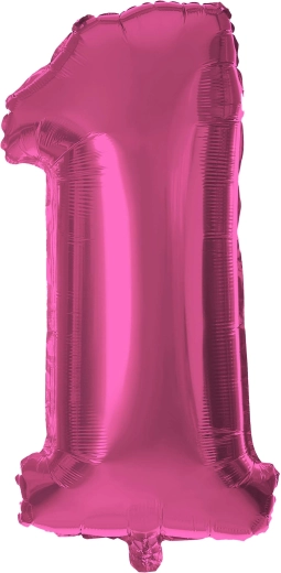 Foli balon u obliku brojke 1 30 cm ružičasti TORO