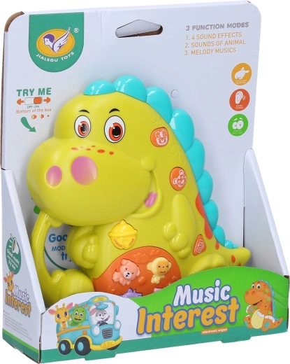 Dinosaurus koji svira sa svjetlosnim i zvučnim efektima 14 cm - 1 komad