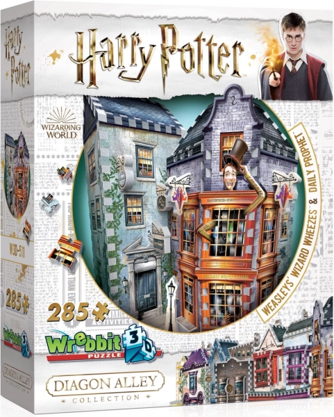 3D puzzle HARRY POTTER: Weasleyjevi čarobni trikovi i Dnevni prorok (285 dijelova) – WREBBIT