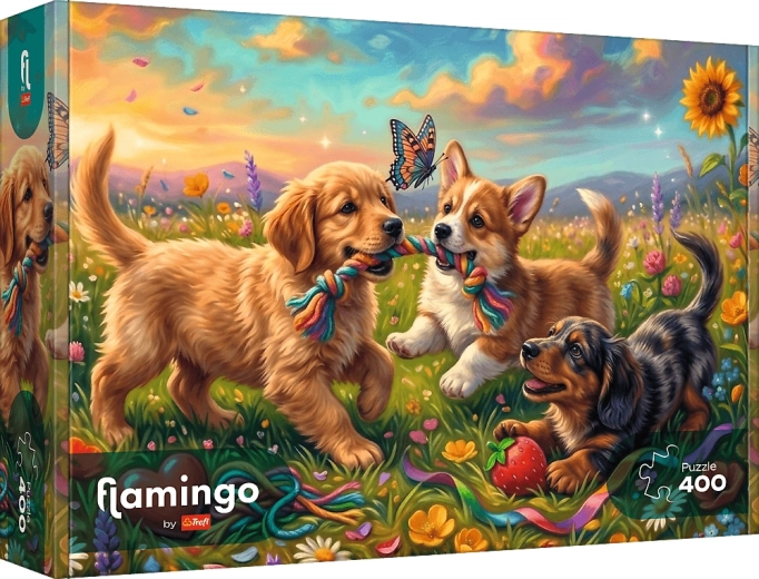 Trefl puzzle Flamingo: Playful Puppies 400 pieces