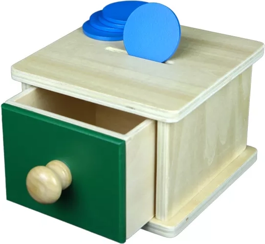 Montessori kasica za dojenčad s ladicom - 1 kom