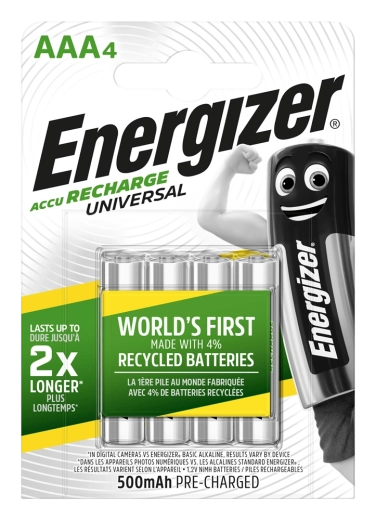 Energizer punjive baterije AAA 500 mAh, 4 kom