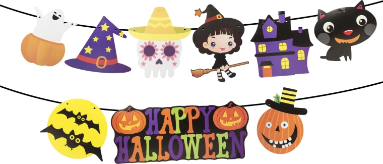 Halloween Paper Garland with Designs - 1 Piece
