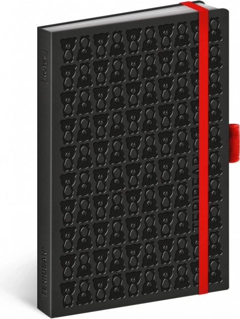 NOTIQUE notes TERIBEAR, crni, linirani, 9 × 13 cm