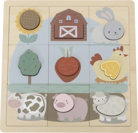 Babu edukativne drvene puzzle Farma – 12 dijelova