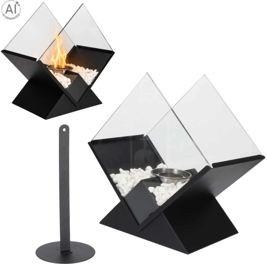 Free-standing tabletop bioethanol diamond-shaped biofireplace