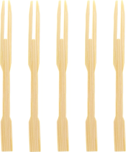Bamboo cocktail picks with fork, 9 cm, 50 pcs