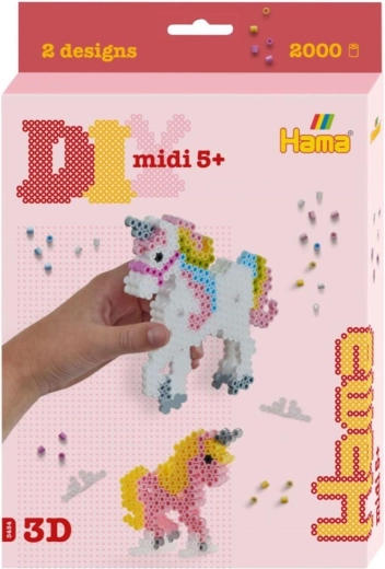 Hama MIDI 3D Unicorn Iron-On Beads, 2000 pcs