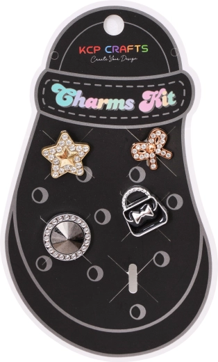 Set of decorations for holey slippers – star and elegant handbag - 1 piece