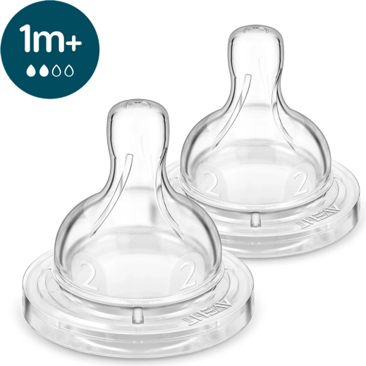 Philips Avent Anti-colic Bottle Nipple, Slow Flow, 1m+, 2 pcs