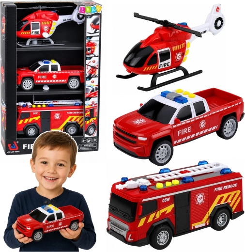 Set od 3 vatrogasna vozila Fire rescue 1:32 sa svjetlima i zvukovima
