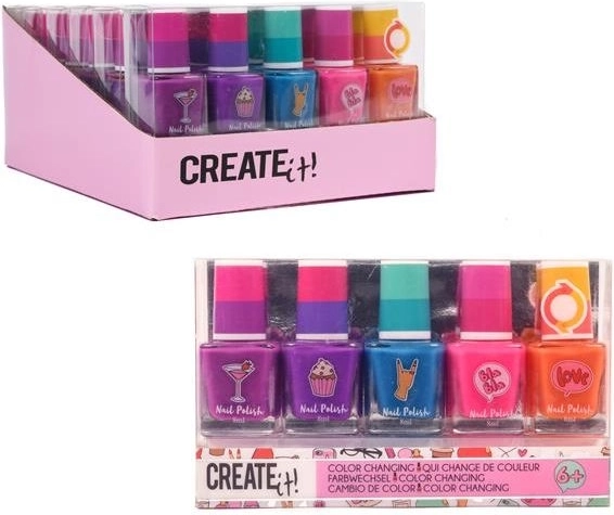 Create it! šareni lak za nokte koji mijenja boju – set od 5 kom
