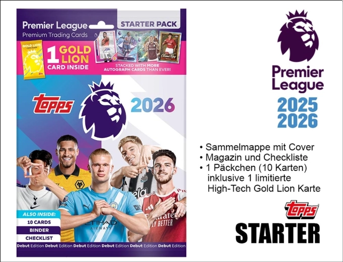 Topps Premier League kolekcionarske kartice 2025/2026 početni set