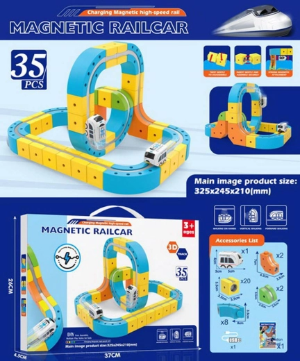 Colorful magnetic anti-gravity track with train (35 pieces)