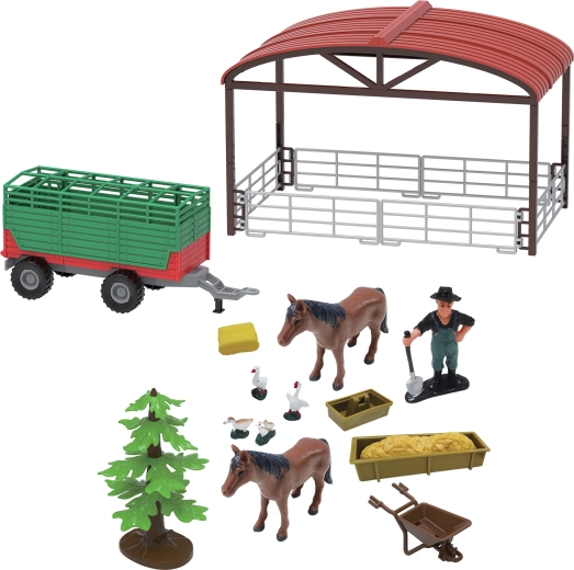 Igraći set farma s traktorom i prikolicom sa svjetlima i zvukovima, 16 kom