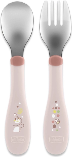 Chicco dječji pribor od nehrđajućeg čelika ružičasti (od 18 mjeseci)