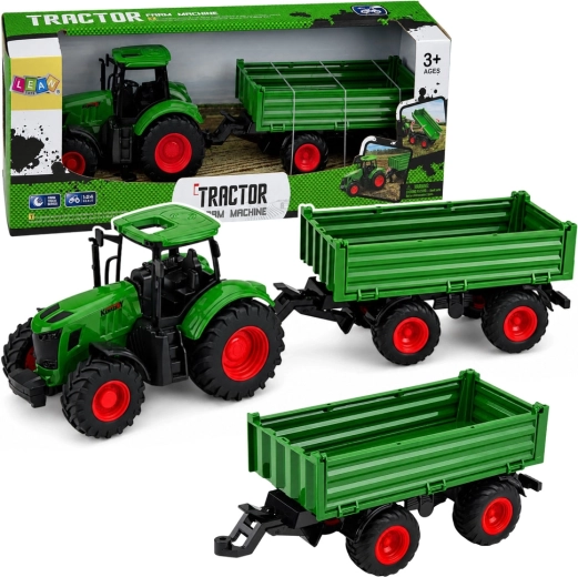 Zeleni farmerski traktor s prikolicom 1:24 s gumenim kotačima