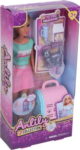 Doll with a cat 30 cm - 1 piece