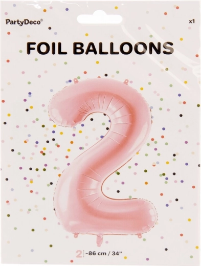 Folijski balon broj 2 ružičasti 86 cm