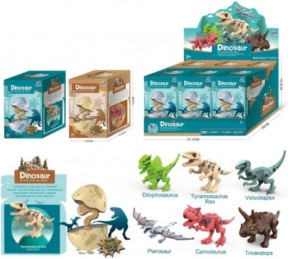 Dinosaurus na vijak u jajetu – plastični set za sastavljanje 13 cm, 2 varijante