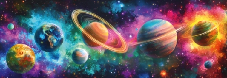 Panoramske puzzle Šarene planete 150 dijelova DINO