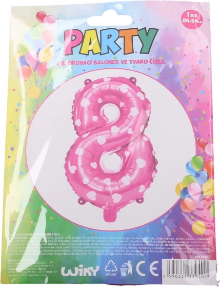 Nafukavajući balon broj 8 ružičasti sa srcima
