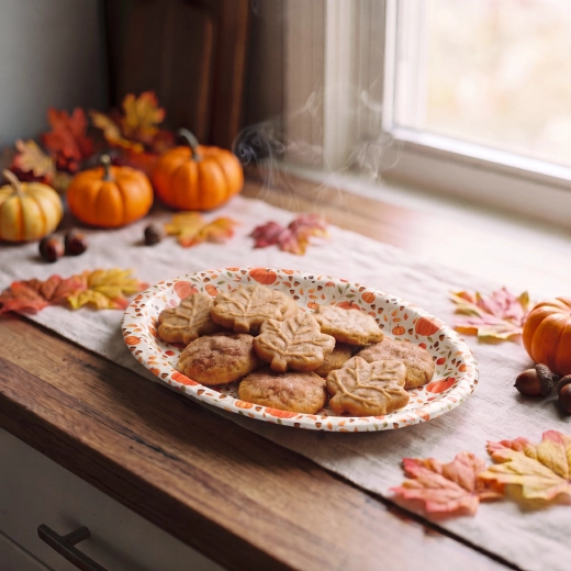 Paper oval plates with pumpkin motif 28 × 22 cm, 8 pcs