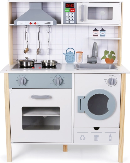 Babu drvena dječja kuhinjica s pećnicom i perilicom rublja