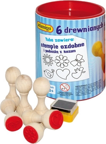 Set drvenih ukrasnih žigova 6 kom s tintarnim jastučićem