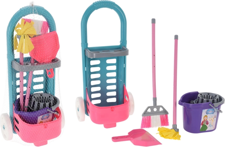 Dječji set za čišćenje s kolicima, 6-dijelni plastični
